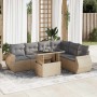 Set sofás de jardín 7 piezas y cojines ratán sintético beige en Conjuntos de jardín | Comprar online en Foru.es