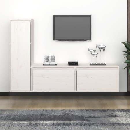Muebles para TV 3 piezas madera maciza de pino blanco de vidaXL, Muebles TV - Ref: Foro24-3100120, Precio: 154,28 €, Descuent...