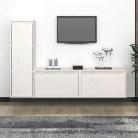 Muebles para TV 3 piezas madera maciza de pino blanco de vidaXL, Muebles TV - Ref: Foro24-3100120, Precio: 152,21 €, Descuent...