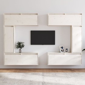 Muebles para TV 6 piezas madera maciza de pino blanco de vidaXL, Muebles TV - Ref: Foro24-3100200, Precio: 318,54 €, Descuent...