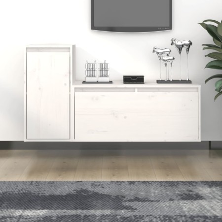 Muebles para TV 2 piezas madera maciza de pino blanco de vidaXL, Muebles TV - Ref: Foro24-3100110, Precio: 109,47 €, Descuent...