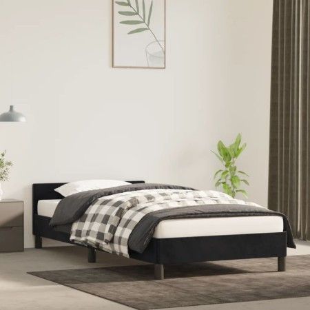 Estructura de cama con cabecero de terciopelo negro 100x200 cm de vidaXL, Camas y somieres - Ref: Foro24-347557, Precio: 89,7...