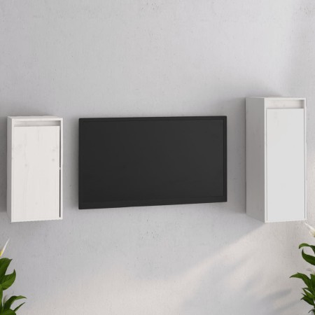 Muebles para TV 2 piezas madera maciza de pino blanco de vidaXL, Muebles TV - Ref: Foro24-3100155, Precio: 95,31 €, Descuento: %