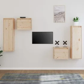 Muebles para TV 4 piezas madera maciza de pino de vidaXL, Muebles TV - Ref: Foro24-3100249, Precio: 190,74 €, Descuento: %
