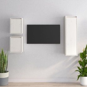 Muebles para TV 3 piezas madera maciza de pino blanco de vidaXL, Muebles TV - Ref: Foro24-3100165, Precio: 130,14 €, Descuent...