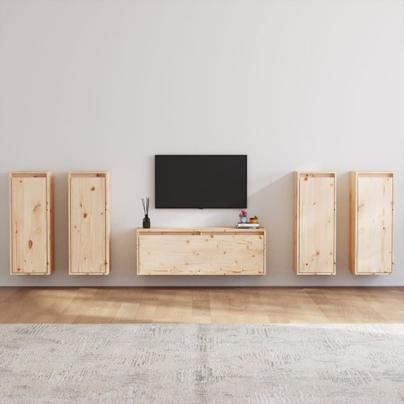 Muebles para TV 5 piezas madera maciza de pino de vidaXL, Muebles TV - Ref: Foro24-3100214, Precio: 223,02 €, Descuento: %