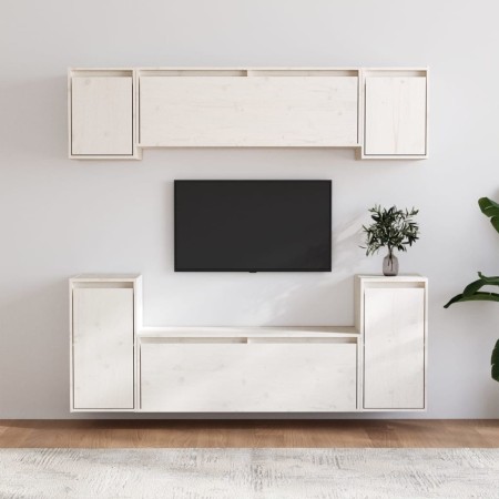 Muebles para TV 6 piezas madera maciza de pino blanco de vidaXL, Muebles TV - Ref: Foro24-3100190, Precio: 256,83 €, Descuent...