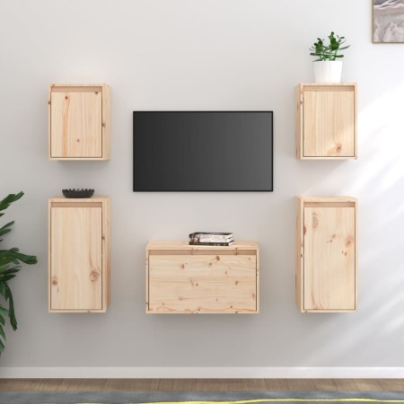 Muebles para TV 5 piezas madera maciza de pino de vidaXL, Muebles TV - Ref: Foro24-3100269, Precio: 182,49 €, Descuento: %