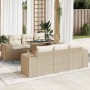 Set sofás de jardín 7 piezas y cojines ratán sintético beige en Conjuntos de jardín | Comprar online en Foru.es