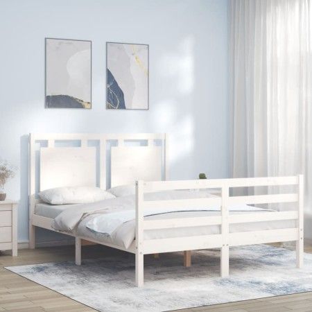 Estructura de cama con cabecero madera maciza blanco 120x200 cm de vidaXL, Camas y somieres - Ref: Foro24-3194047, Precio: 13...