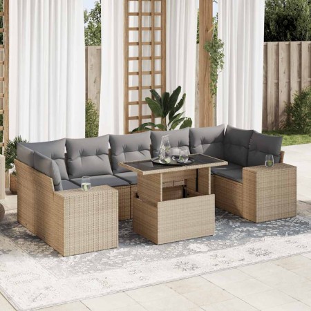 Set de sofás de jardín y cojines 8 piezas ratán sintético beige en Conjuntos de jardín | Comprar online en Foru.es