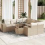 Set de sofás de jardín con cojines 9 pzas ratán sintético beige en Conjuntos de jardín | Comprar online en Foru.es