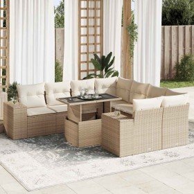 Set de sofás de jardín con cojines 9 pzas ratán sintético beige en Conjuntos de jardín | Comprar online en Foru.es