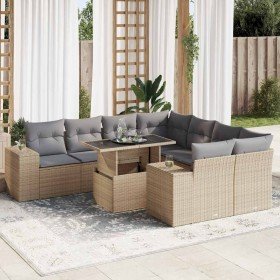Set de sofás de jardín con cojines 9 pzas ratán sintético beige en Conjuntos de jardín | Comprar online en Foru.es