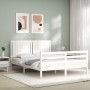 Estructura de cama con cabecero madera maciza blanco 160x200 cm de vidaXL, Camas y somieres - Ref: Foro24-3194777, Precio: 17...