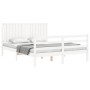 Estructura de cama con cabecero madera maciza blanco 160x200 cm de vidaXL, Camas y somieres - Ref: Foro24-3194777, Precio: 17...