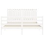 Estructura de cama con cabecero madera maciza blanco 160x200 cm de vidaXL, Camas y somieres - Ref: Foro24-3194777, Precio: 17...