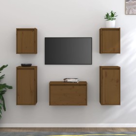 Muebles para TV 5 piezas madera maciza de pino marrón miel de vidaXL, Muebles TV - Ref: Foro24-3100272, Precio: 155,16 €, Des...