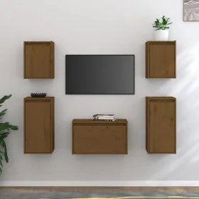 Muebles para TV 5 piezas madera maciza de pino marrón miel de vidaXL, Muebles TV - Ref: Foro24-3100272, Precio: 152,80 €, Des...