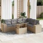Set sofás de jardín 7 piezas y cojines ratán sintético beige en Conjuntos de jardín | Comprar online en Foru.es