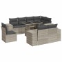 Set muebles jardín 9 pzas y cojines ratán sintético gris claro en Conjuntos de jardín | Comprar online en Foru.es