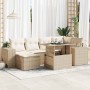 Set sofás de jardín 7 piezas y cojines ratán sintético beige en Conjuntos de jardín | Comprar online en Foru.es
