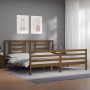 Estructura cama y cabecero madera maciza marrón miel 200x200 cm de vidaXL, Camas y somieres - Ref: Foro24-3194724, Precio: 17...