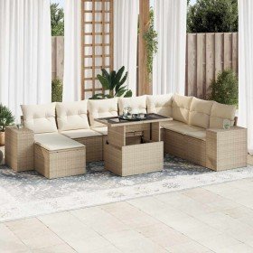Set de sofás de jardín con cojines 9 pzas ratán sintético beige en Conjuntos de jardín | Comprar online en Foru.es