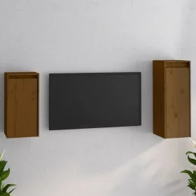 Muebles para TV 2 piezas madera maciza de pino marrón miel de vidaXL, Muebles TV - Ref: Foro24-3100157, Precio: 81,75 €, Desc...