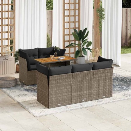 Set de muebles de jardín 6 pzas y cojines ratán sintético gris en Conjuntos de jardín | Comprar online en Foru.es