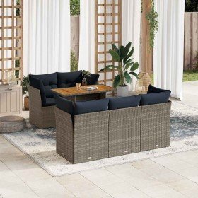 Set de muebles de jardín 6 pzas y cojines ratán sintético gris en Conjuntos de jardín | Comprar online en Foru.es
