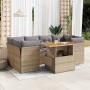 Set sofás de jardín 7 piezas y cojines ratán sintético beige en Conjuntos de jardín | Comprar online en Foru.es