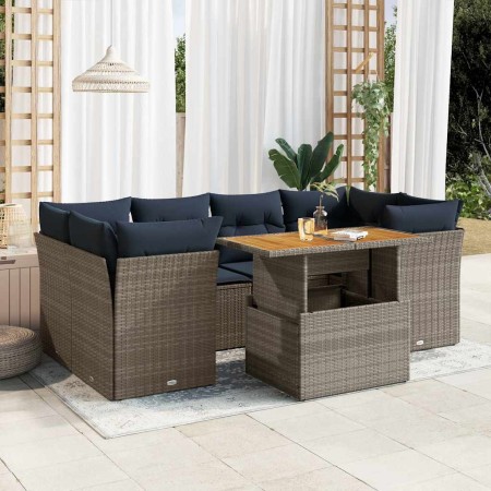 Set de sofás de jardín 7 pzas con cojines ratán sintético gris en Conjuntos de jardín | Comprar online en Foru.es