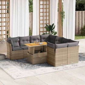 Set de sofás de jardín con cojines 9 pzas ratán sintético beige en Conjuntos de jardín | Comprar online en Foru.es