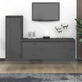 Muebles para TV 2 piezas madera maciza de pino gris de vidaXL, Muebles TV - Ref: Foro24-3100116, Precio: 109,11 €, Descuento: %
