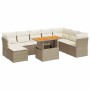 Set de sofás de jardín con cojines 9 pzas ratán sintético beige en Conjuntos de jardín | Comprar online en Foru.es