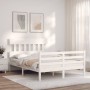 Estructura de cama con cabecero madera maciza blanco 140x200 cm de vidaXL, Camas y somieres - Ref: Foro24-3195157, Precio: 13...