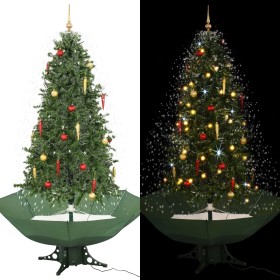 Árbol de Navidad con nieve con base en paraguas verde 190 cm en Decoración Festiva y Estacional | Comprar online en Foru.es