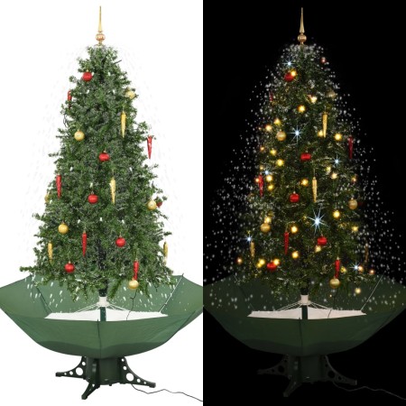 Árbol de Navidad con nieve con base en paraguas verde 190 cm en Decoración Festiva y Estacional | Comprar online en Foru.es