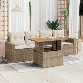 Juego de sofás jardín con cojines 5 pzas ratán sintético beige en Conjuntos de jardín | Comprar online en Foru.es