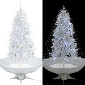 Árbol de Navidad con nieve con base en paraguas blanco 190 cm en Decoración Festiva y Estacional | Comprar online en Foru.es