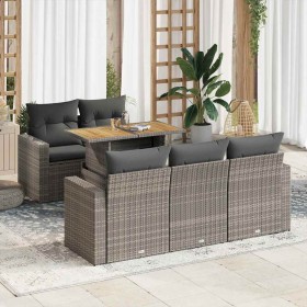 Set de muebles de jardín 6 pzas y cojines ratán sintético gris en Conjuntos de jardín | Comprar online en Foru.es