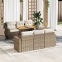 Set sofás de jardín 7 piezas y cojines ratán sintético beige en Conjuntos de jardín | Comprar online en Foru.es