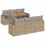 Set sofás de jardín 7 piezas y cojines ratán sintético beige en Conjuntos de jardín | Comprar online en Foru.es