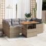 Set sofás de jardín 7 piezas y cojines ratán sintético beige en Conjuntos de jardín | Comprar online en Foru.es