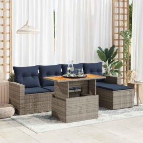 Set de muebles de jardín 6 pzas y cojines ratán sintético gris en Conjuntos de jardín | Comprar online en Foru.es