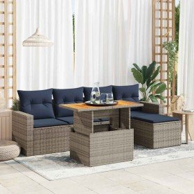 Set de muebles de jardín 6 pzas y cojines ratán sintético gris en Conjuntos de jardín | Comprar online en Foru.es