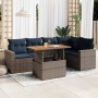 Set de muebles de jardín 6 pzas y cojines ratán sintético gris en Conjuntos de jardín | Comprar online en Foru.es