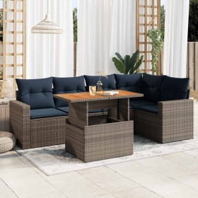 Set de muebles de jardín 6 pzas y cojines ratán sintético gris en Conjuntos de jardín | Comprar online en Foru.es