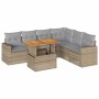 Set sofás de jardín 7 piezas y cojines ratán sintético beige en Conjuntos de jardín | Comprar online en Foru.es